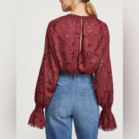 Free People Olivia Burgundy Top - NWOT - Picture 2 of 4